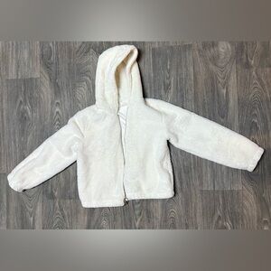 White FuzzyGirls’ XL Lined Light-Weight Coat with Pockets